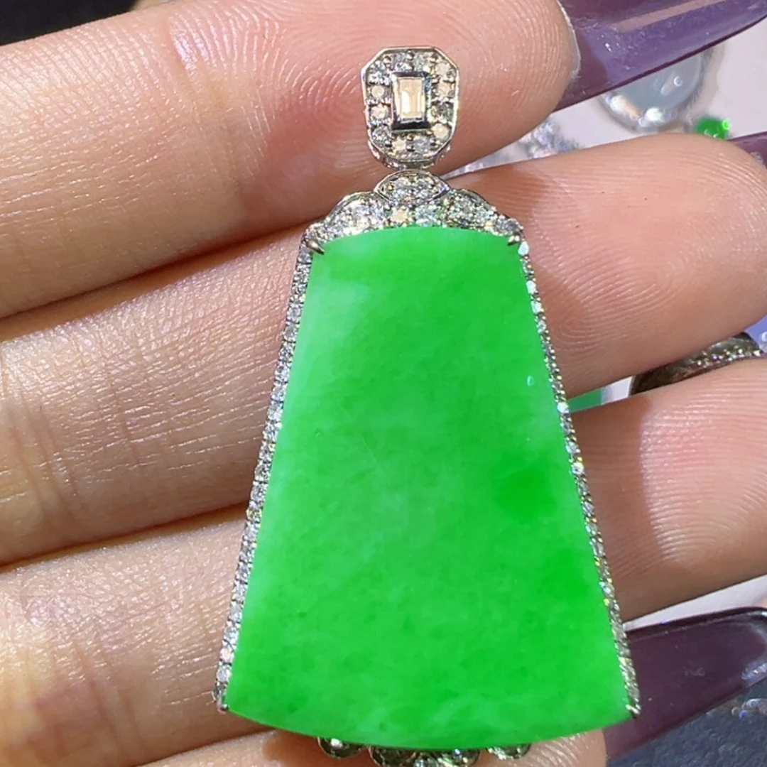 【闪购商品】翡翠18K金镶嵌吊坠(不含链)天然翡翠