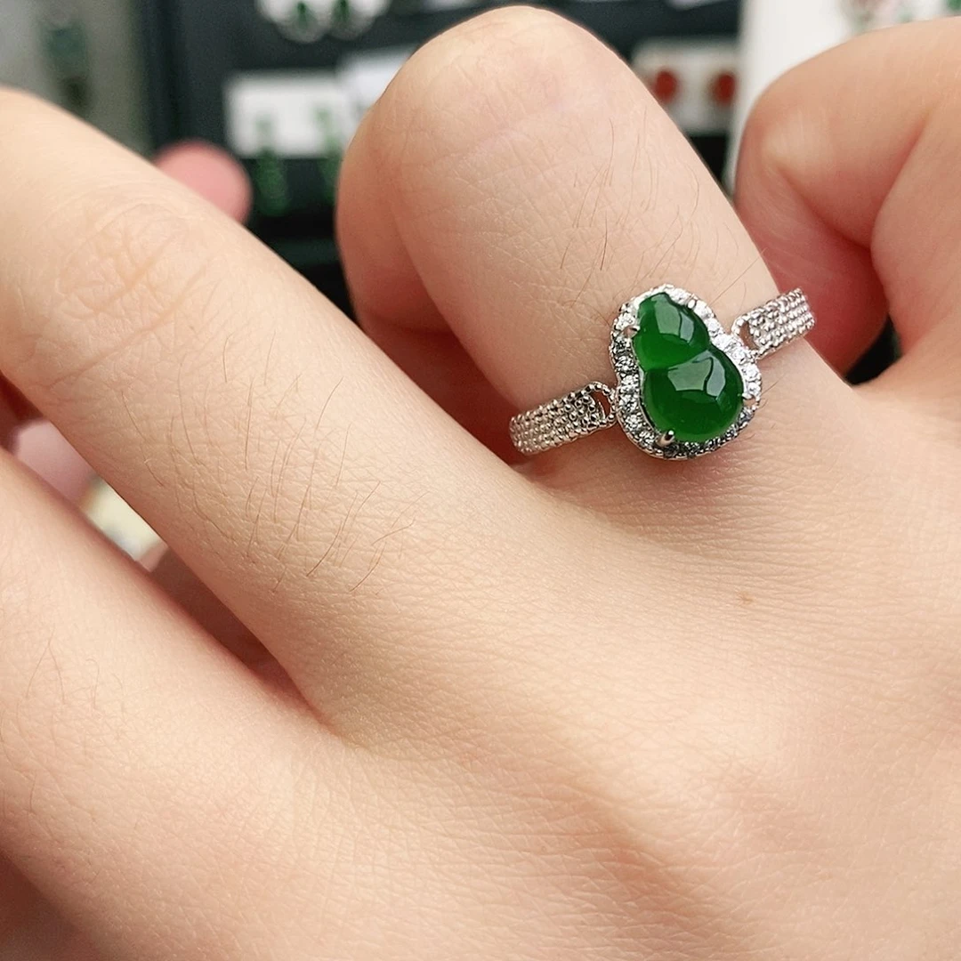 翡翠戒指银S925镶嵌翡翠