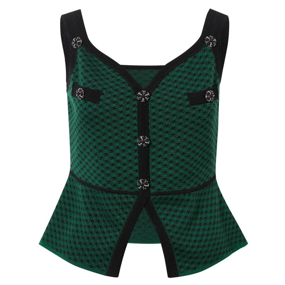 拉珂蒂显瘦提花针织优雅收腰吊带背心女RZ00614I4