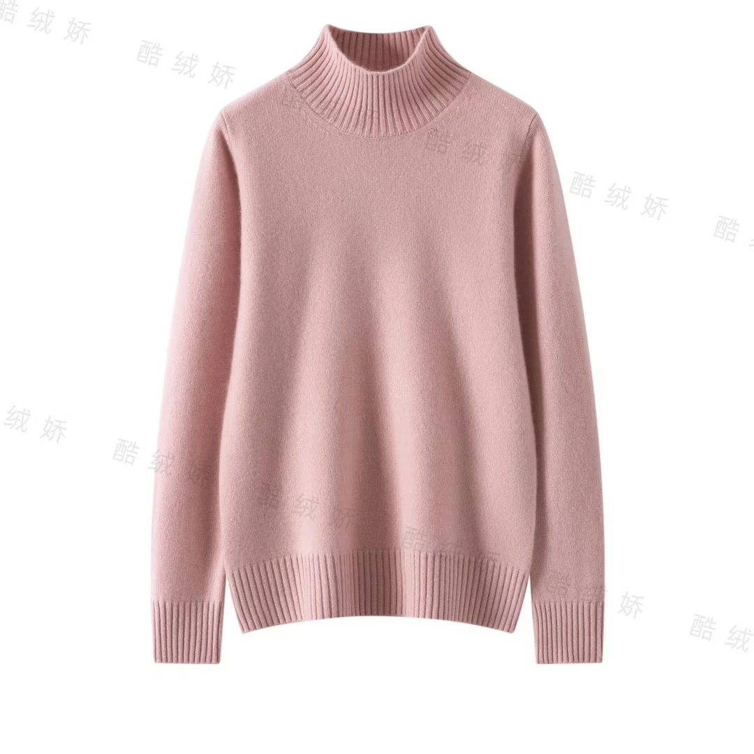 【半高领+圆领】100%纯山羊绒七针双股秋冬加厚保暖羊绒衫女