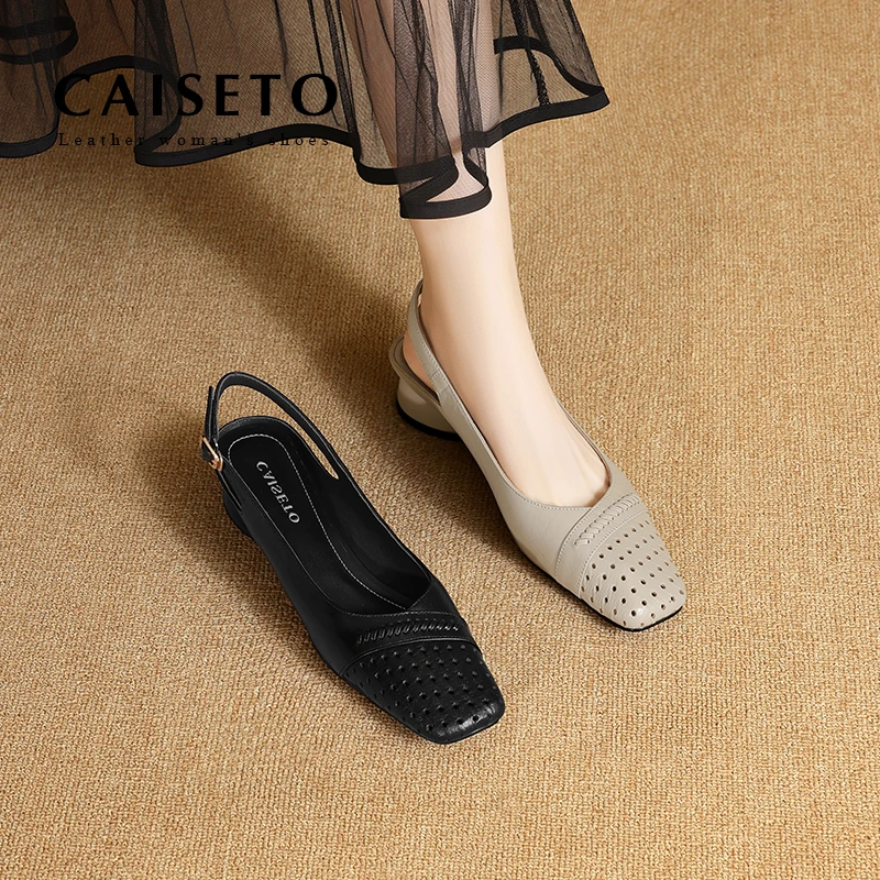 羊皮/3cm新款夏季镂空编织设计感软皮透气低跟时装凉鞋25XL160