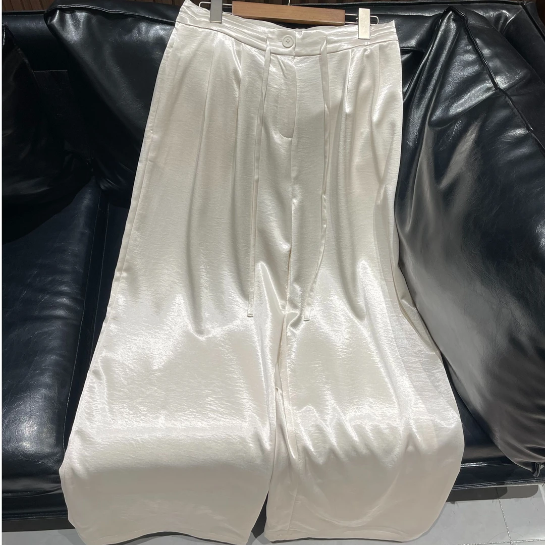 抽绳高腰显瘦垂感阔腿裤醋酸休闲长裤百搭拖地裤