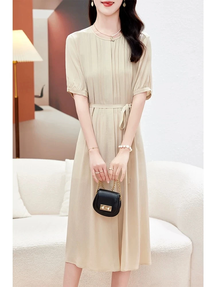 1-21-25夏季新款轻奢连衣裙女法式设计气质高级收腰遮肚长裙23