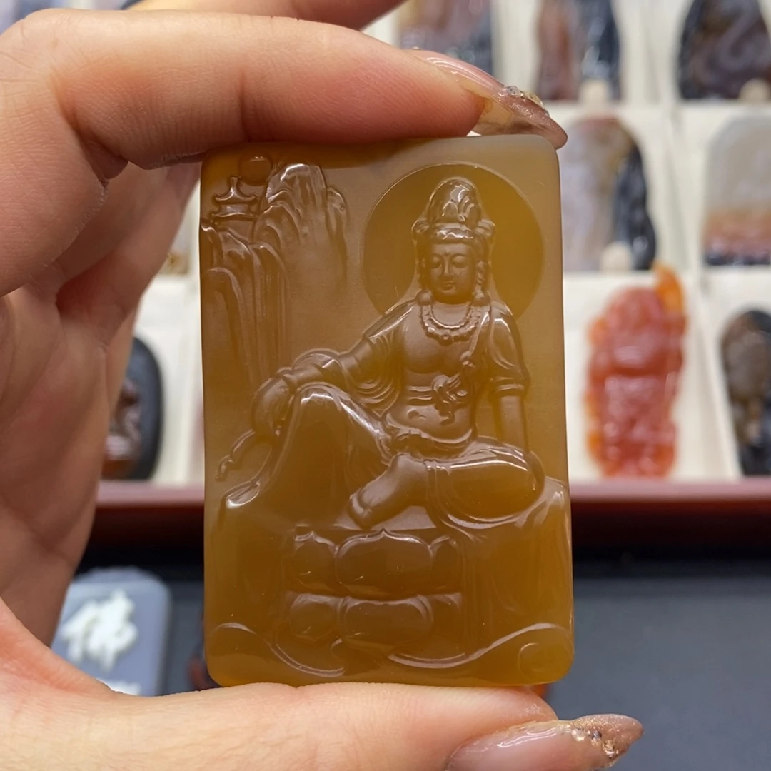 未镶嵌吊坠(赠链)玛瑙/玉髓天**镜吊坠