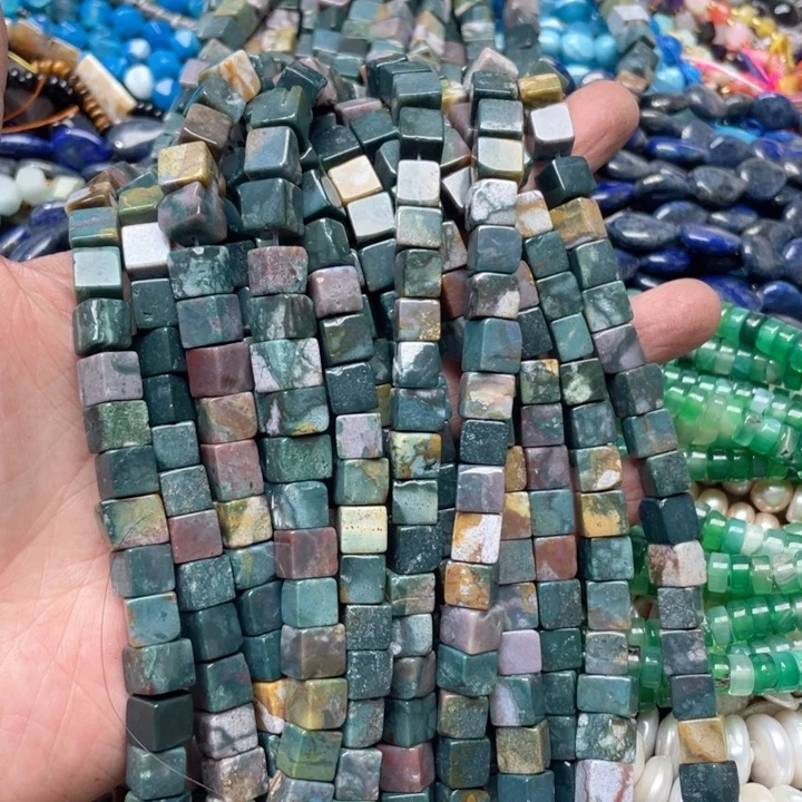 玛瑙/玉髓合金珠宝半成品一条8mm水草方糖