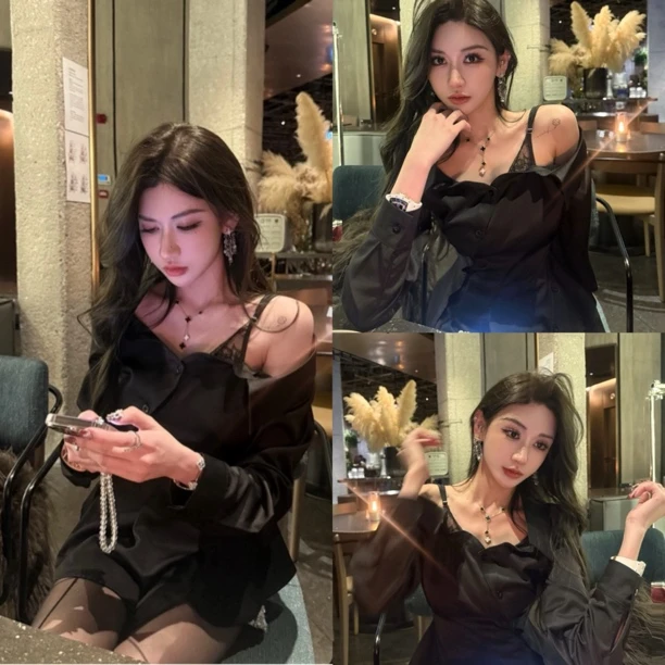 性感纯欲小腰精！就爱露肩穿！小心机蕾丝巨显瘦衬衫