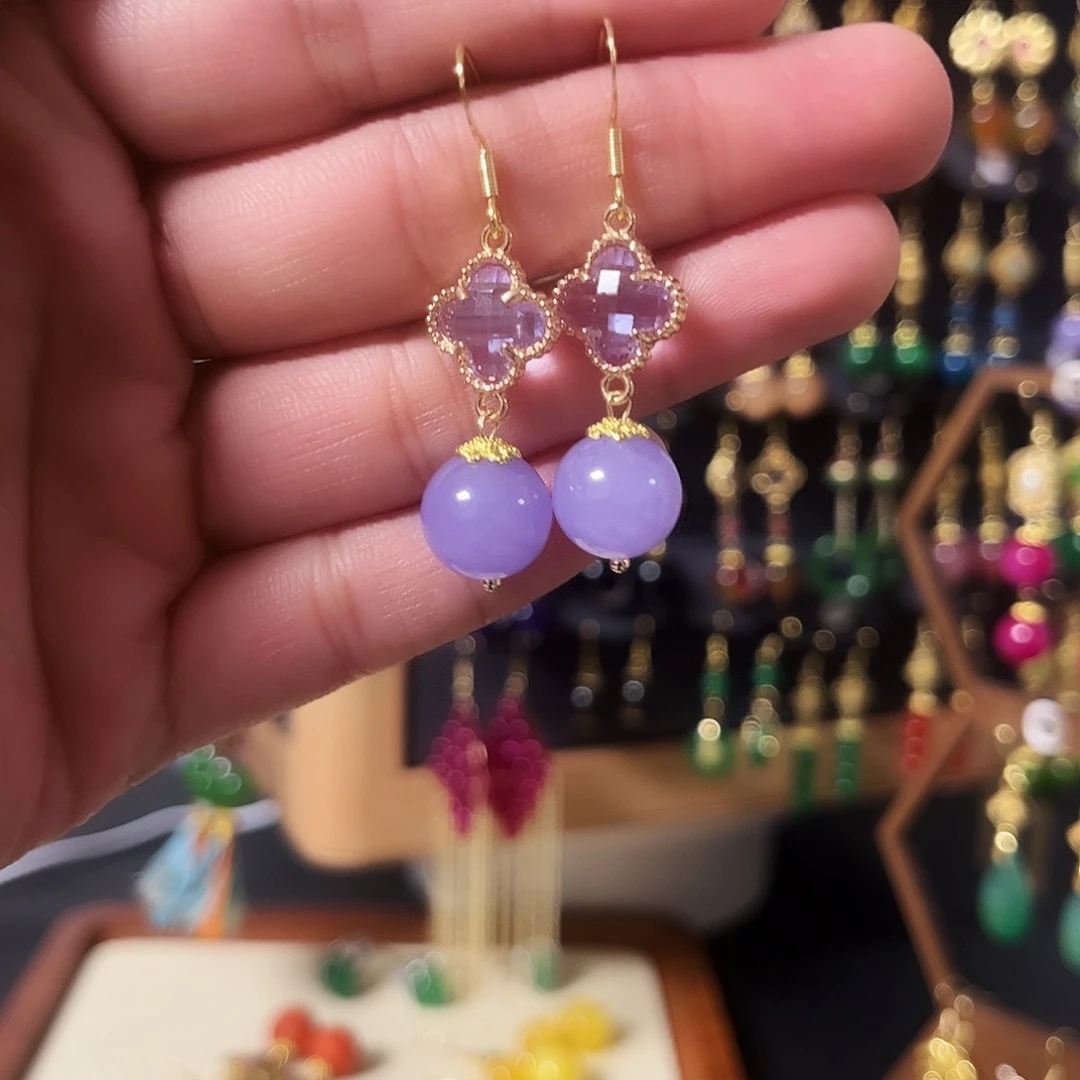 锆石纯铜925银耳饰