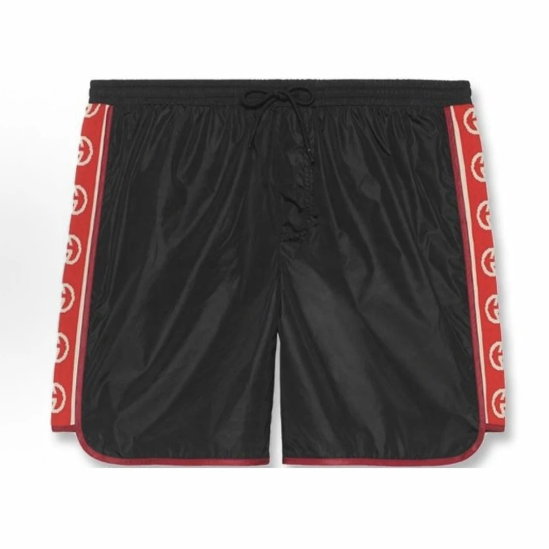 未使用 GUCCI/古驰 字母条纹印花休闲短裤 男女同款 黑色