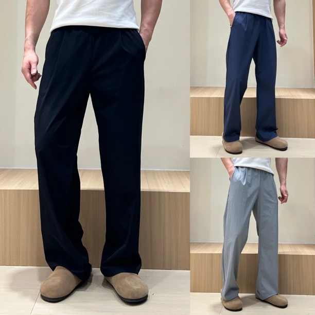 夏季长裤休闲裤休闲微喇直筒西裤男速干裤百搭弹力纯色显瘦卫裤