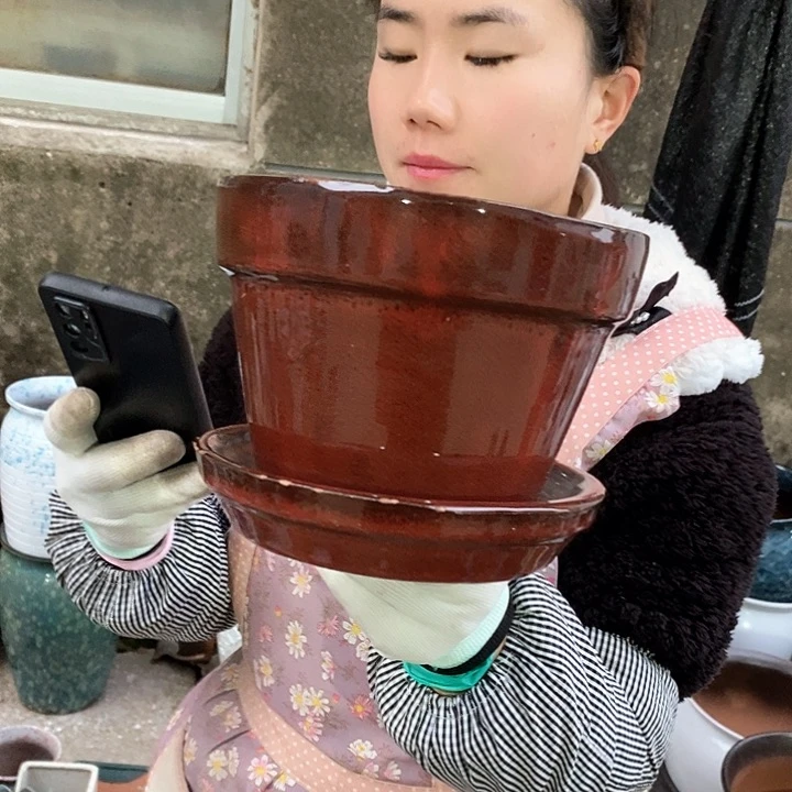 紫砂花盆瑕疵口17高14