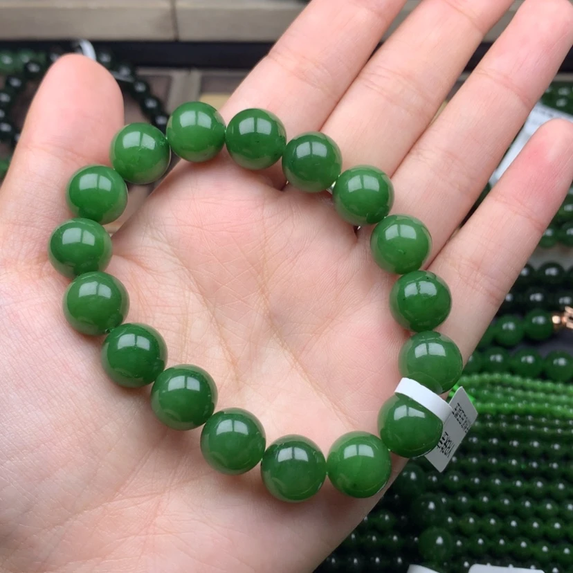 【闪购商品】未镶嵌手串和田玉（碧玉）12m新货辣绿高品质