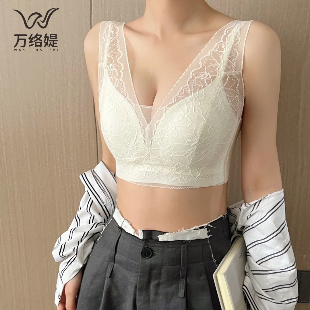 万络媞SJF1603深V高奢一体杯美背蕾丝舒适性感小胸无钢圈女士内衣