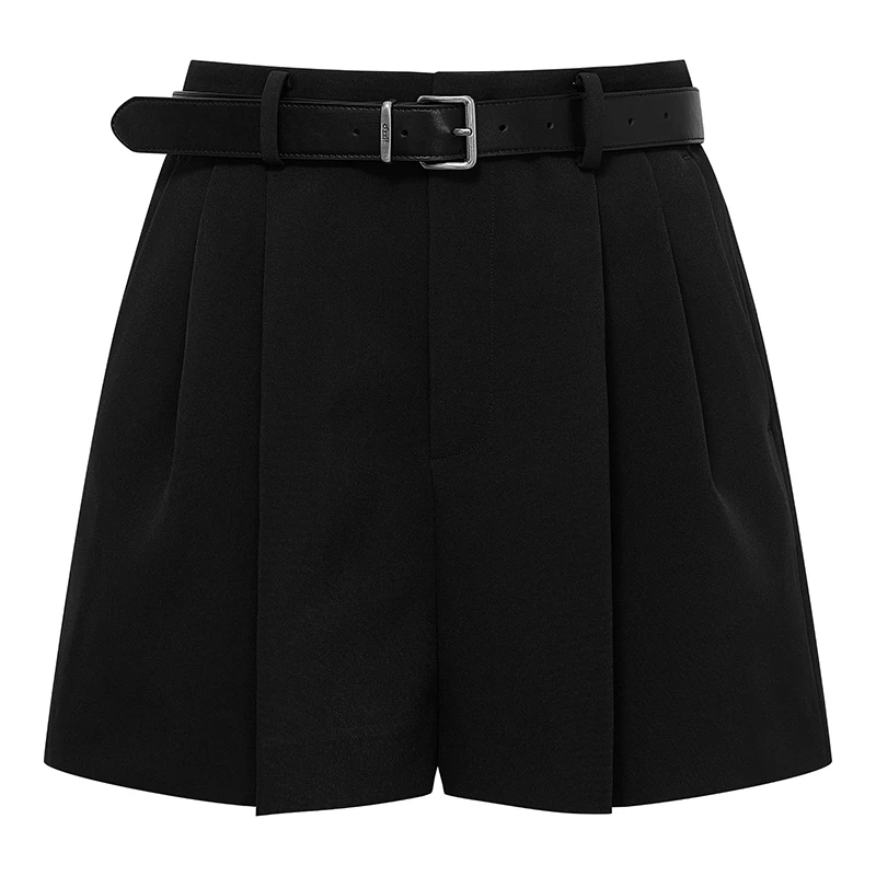 【商场同款】dzzit地素短裤夏季黑色西装裤女附腰带3J2Q1131A