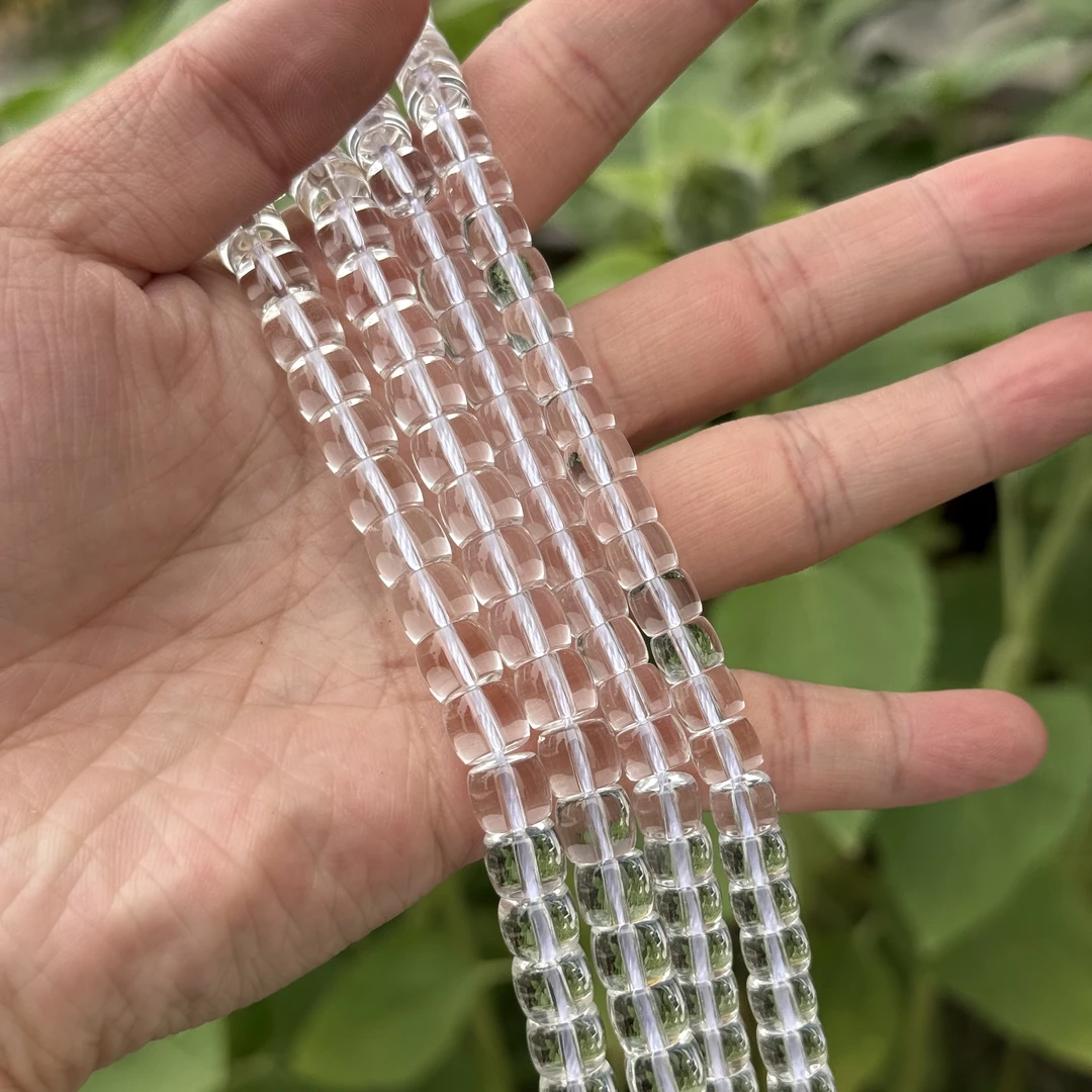 bs178【白水晶直切珠】单A 7-8mm纯天然白水晶半成品多样性发一