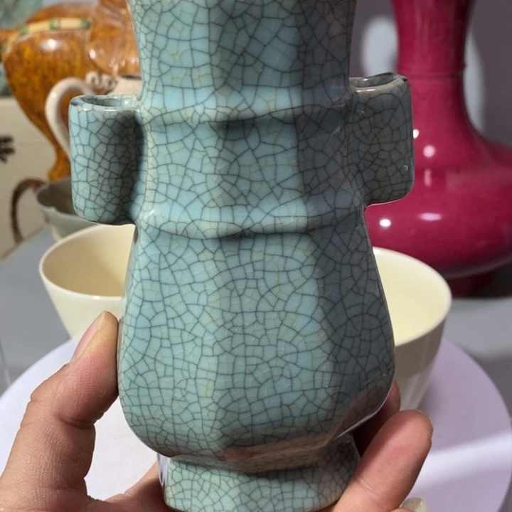 软陶哥瓷双耳罐瓶