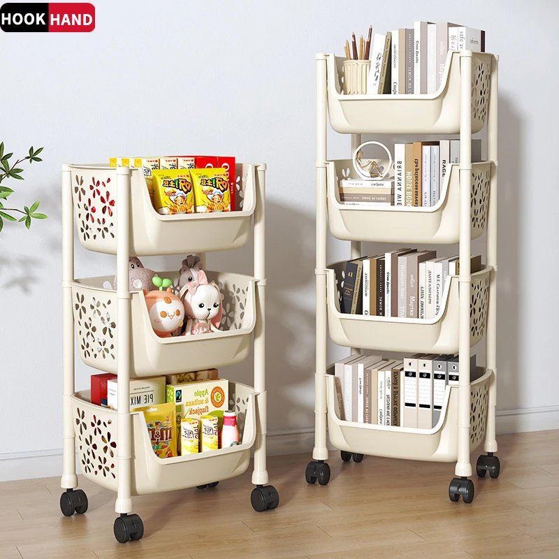 厨房置物架蔬菜架落地零食小推车多层收纳架子可移动放菜篮筐神器