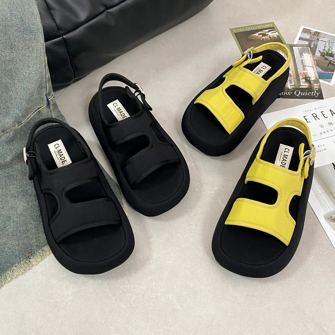 贾不假凉鞋女款2025新款夏季超火流行百搭学生厚底增高休闲沙滩鞋