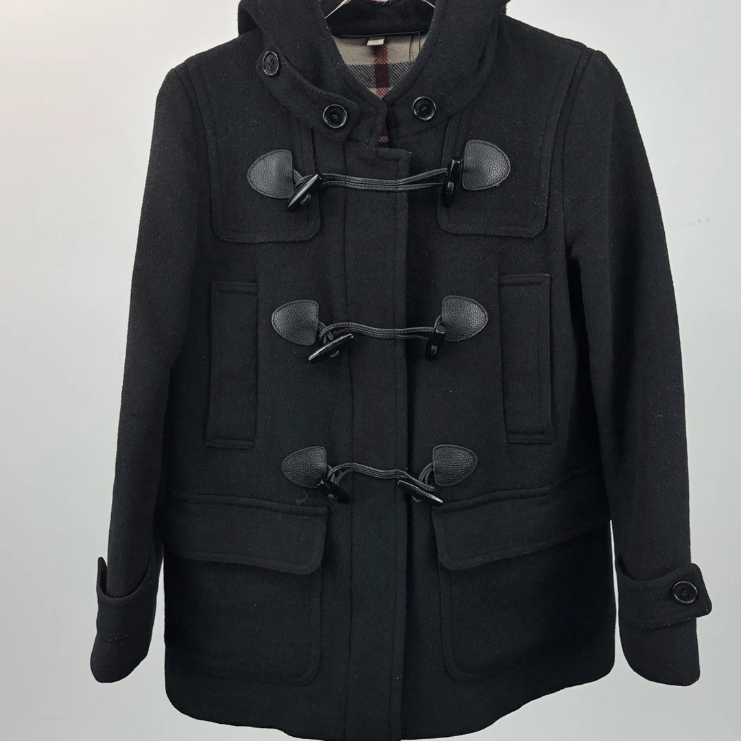 95新 BURBERRY/博柏利 博柏利牛角扣羊毛大衣UK6码 95新 13918