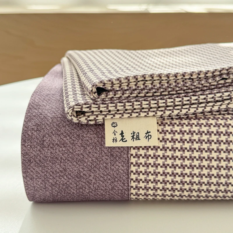 全棉老粗布单床单清新家用双人床垫保护宽边100棉加厚床铺盖纯棉