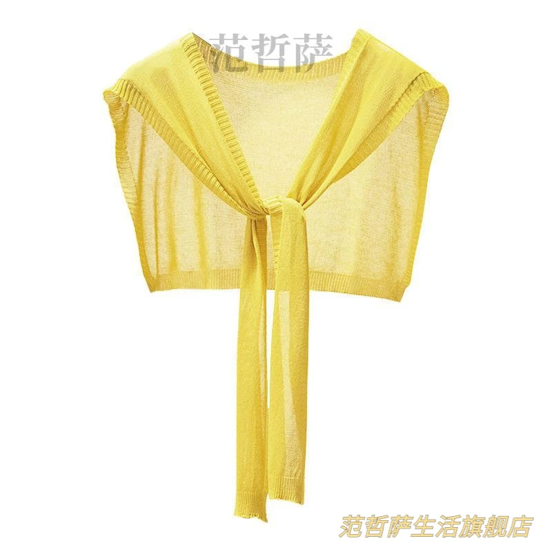 夏季防晒领子搭肩小披肩外搭冰丝针织百搭打结围巾女护颈薄款配饰