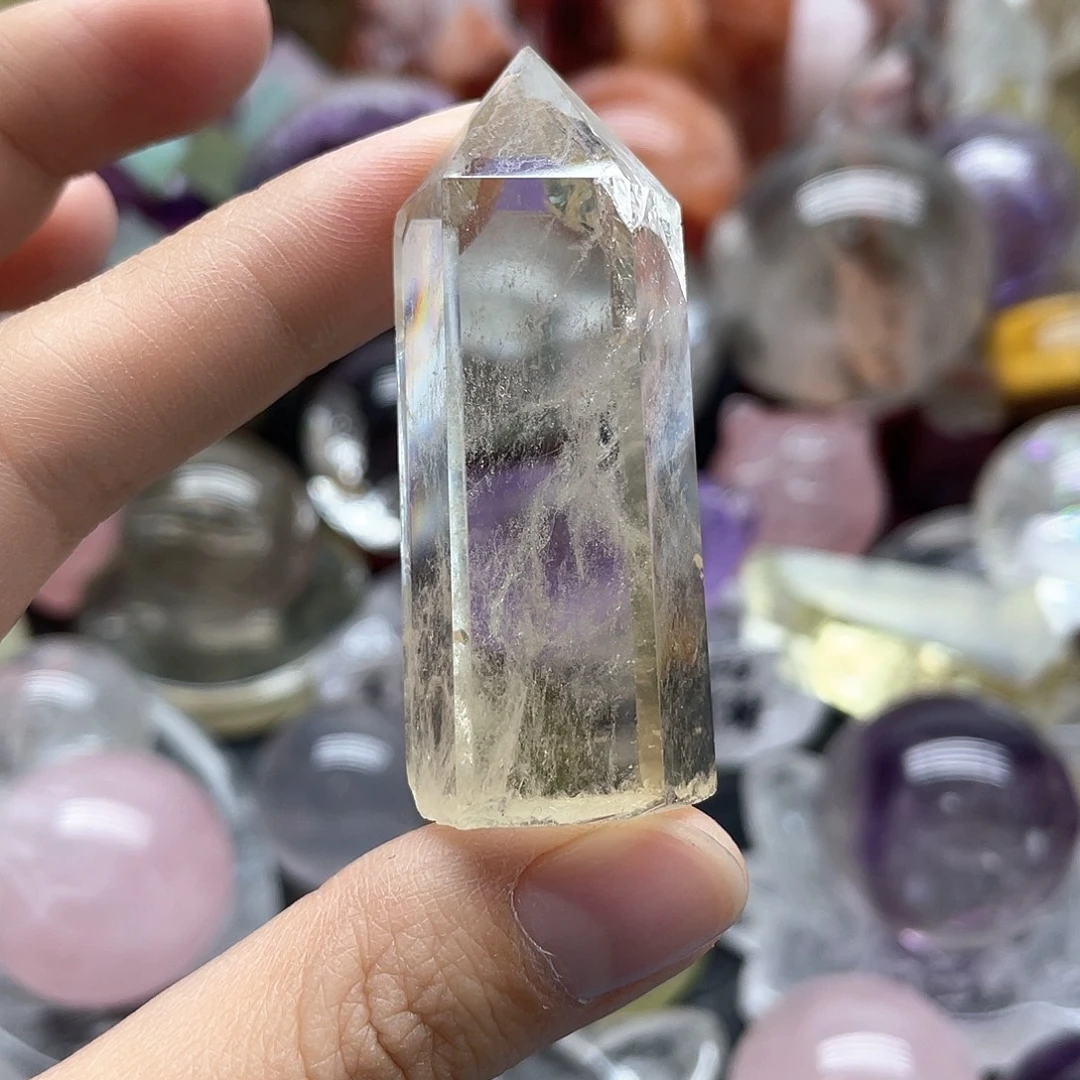 珠宝半成品发晶未镶嵌13黄水晶柱无暇