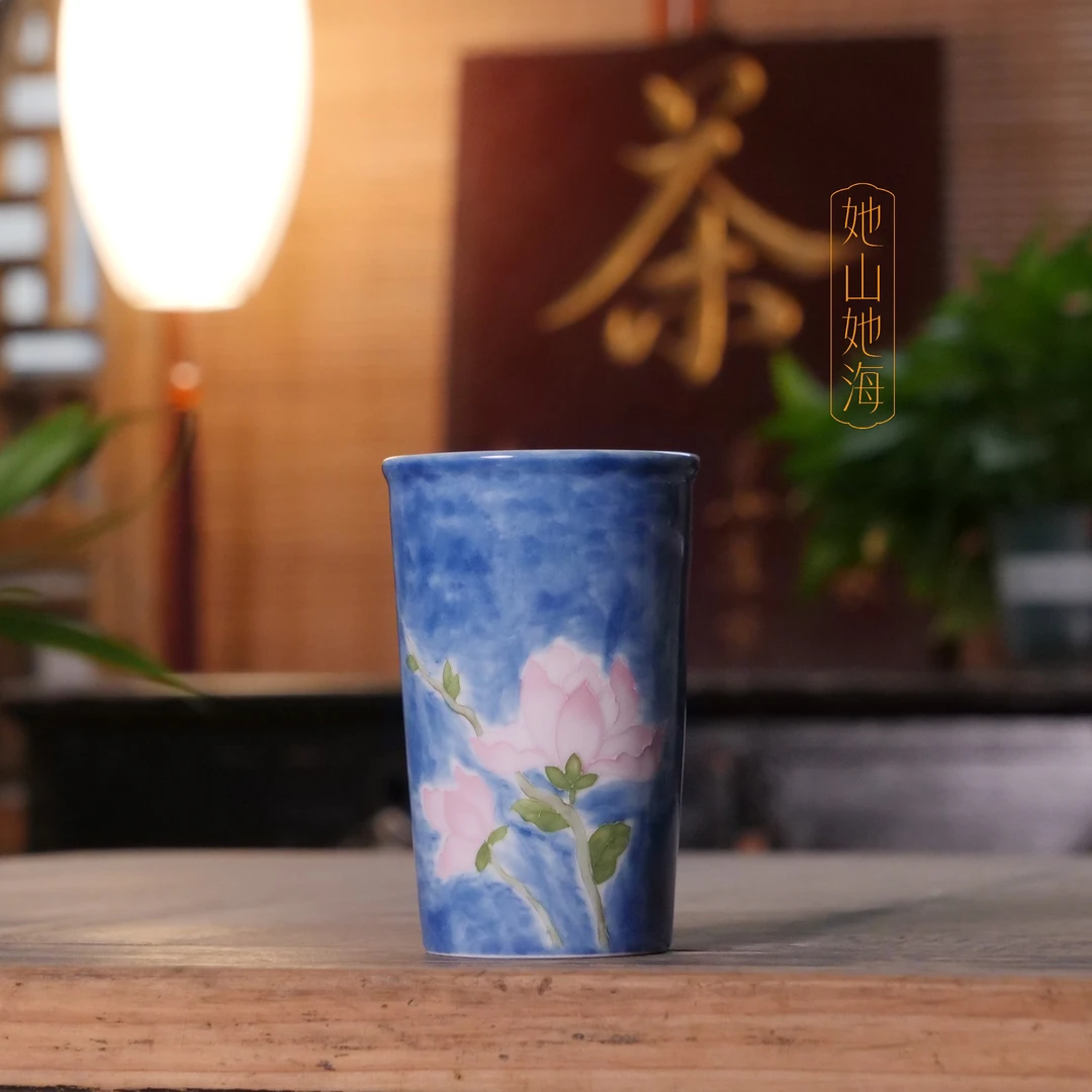 她山她海【晴空玉兰花可乐杯】纯手绘高温陶瓷可乐杯水杯