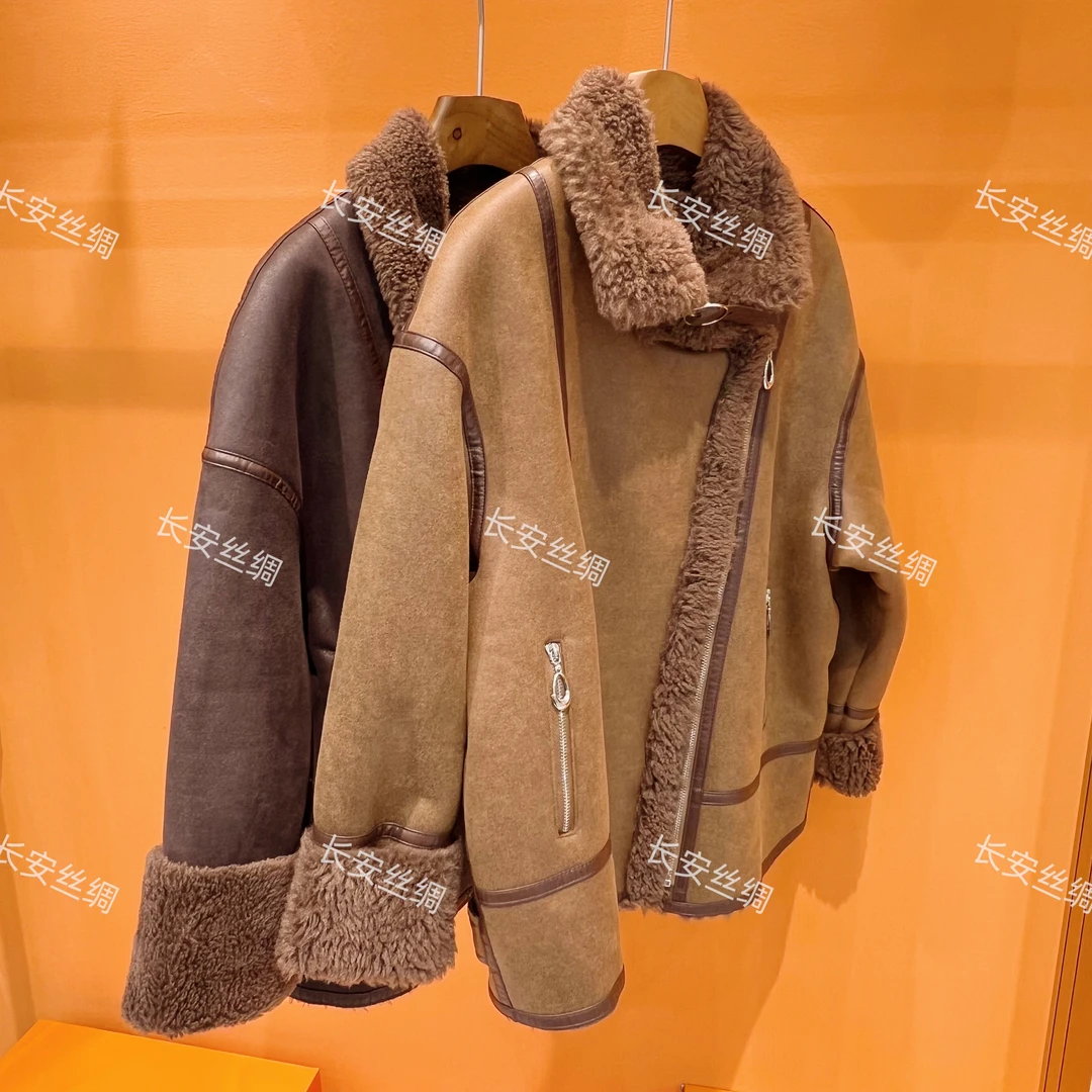 【长安】冬季新款加厚保暖皮毛一体百搭休闲外套