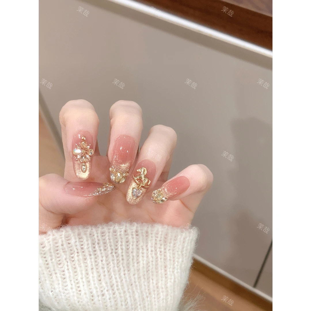 茉哉【福马踏金】纯手工定制美甲拆卸穿戴甲A5408