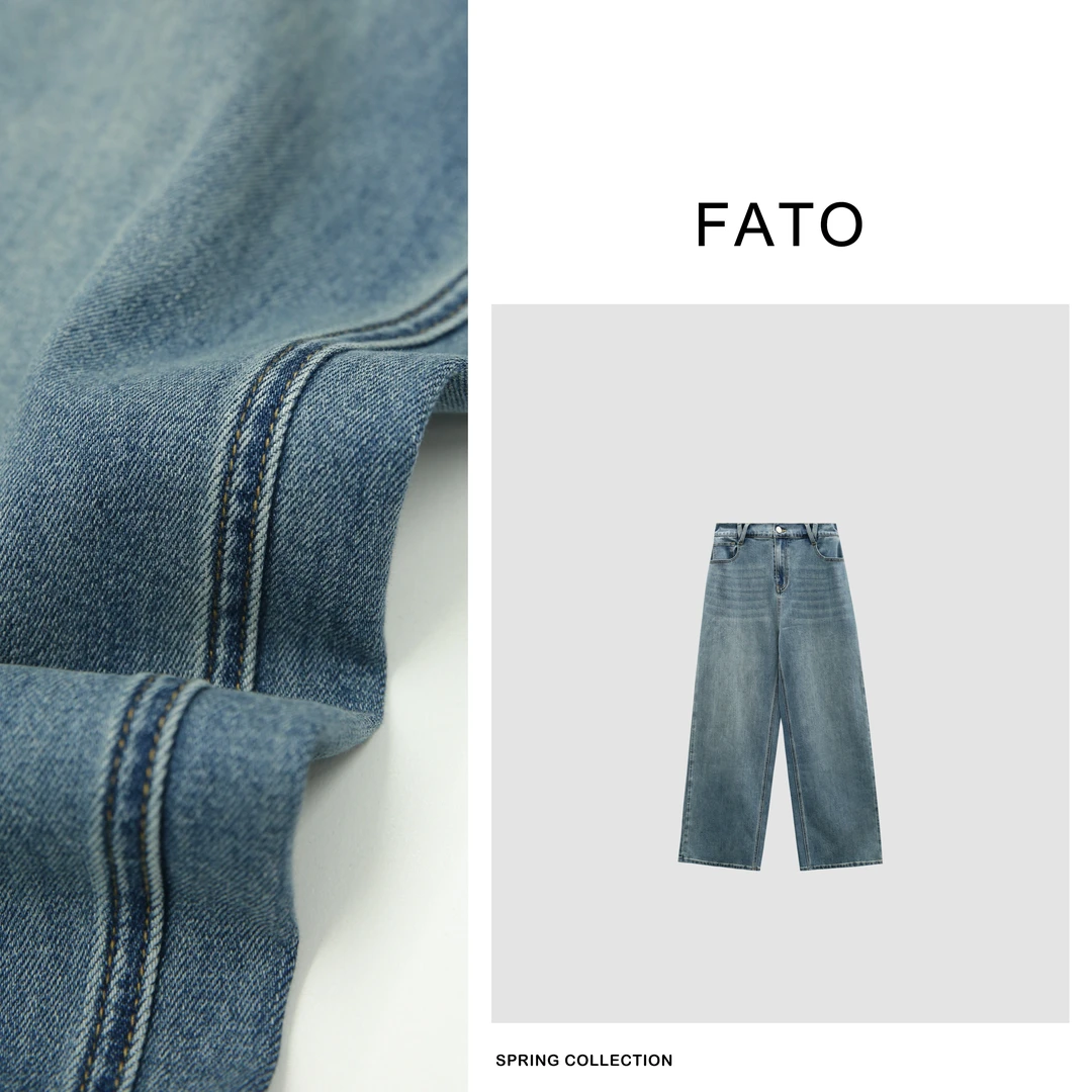 fattonny郑买买【盛夏】夏季新款欧若风直筒水洗牛仔长裤XY50212K1