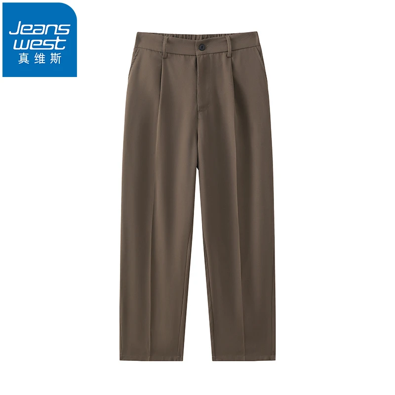 Jeanswest/真维斯冰丝小西裤男款夏季薄款透气百搭商务直筒休闲裤