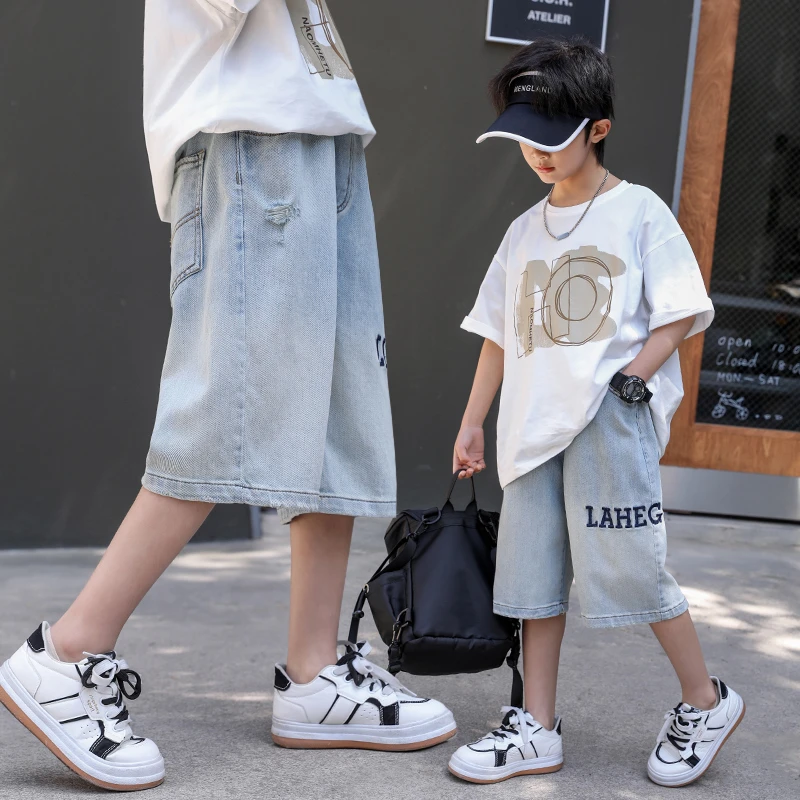 男童夏季牛仔短裤薄款2025新款中大童韩版洋气中裤男孩夏装裤子潮