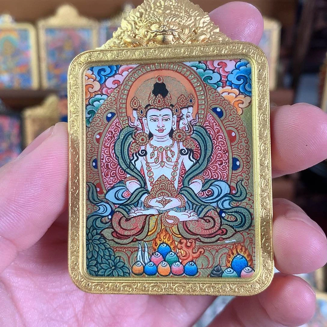 吊坠羊猴大日如来热贡纯手绘唐卡