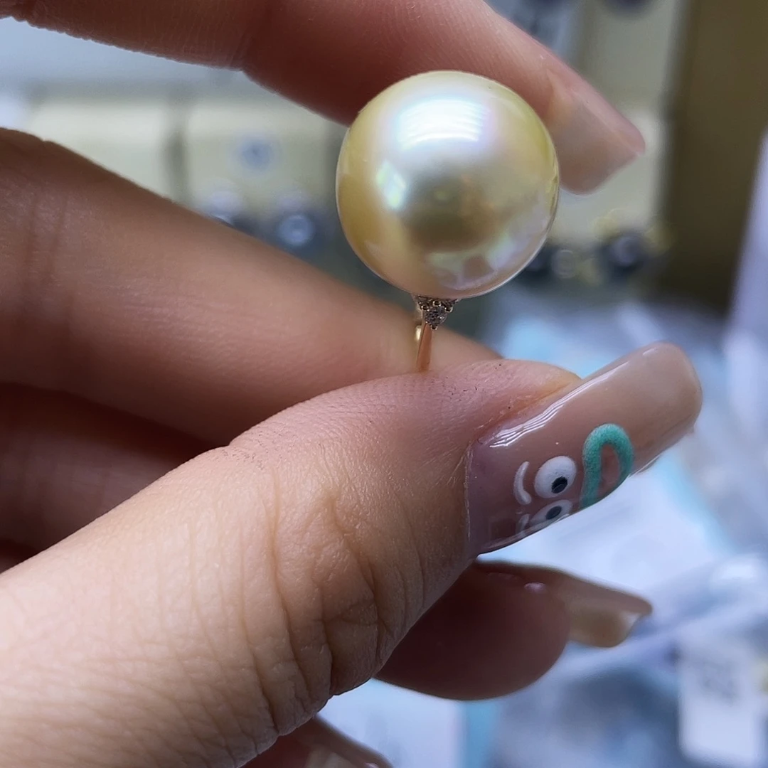 海水珍珠戒指18K金镶嵌
