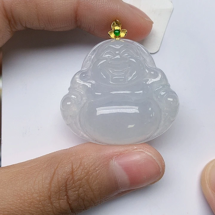 颈饰18K金镶嵌翡翠天然翡翠