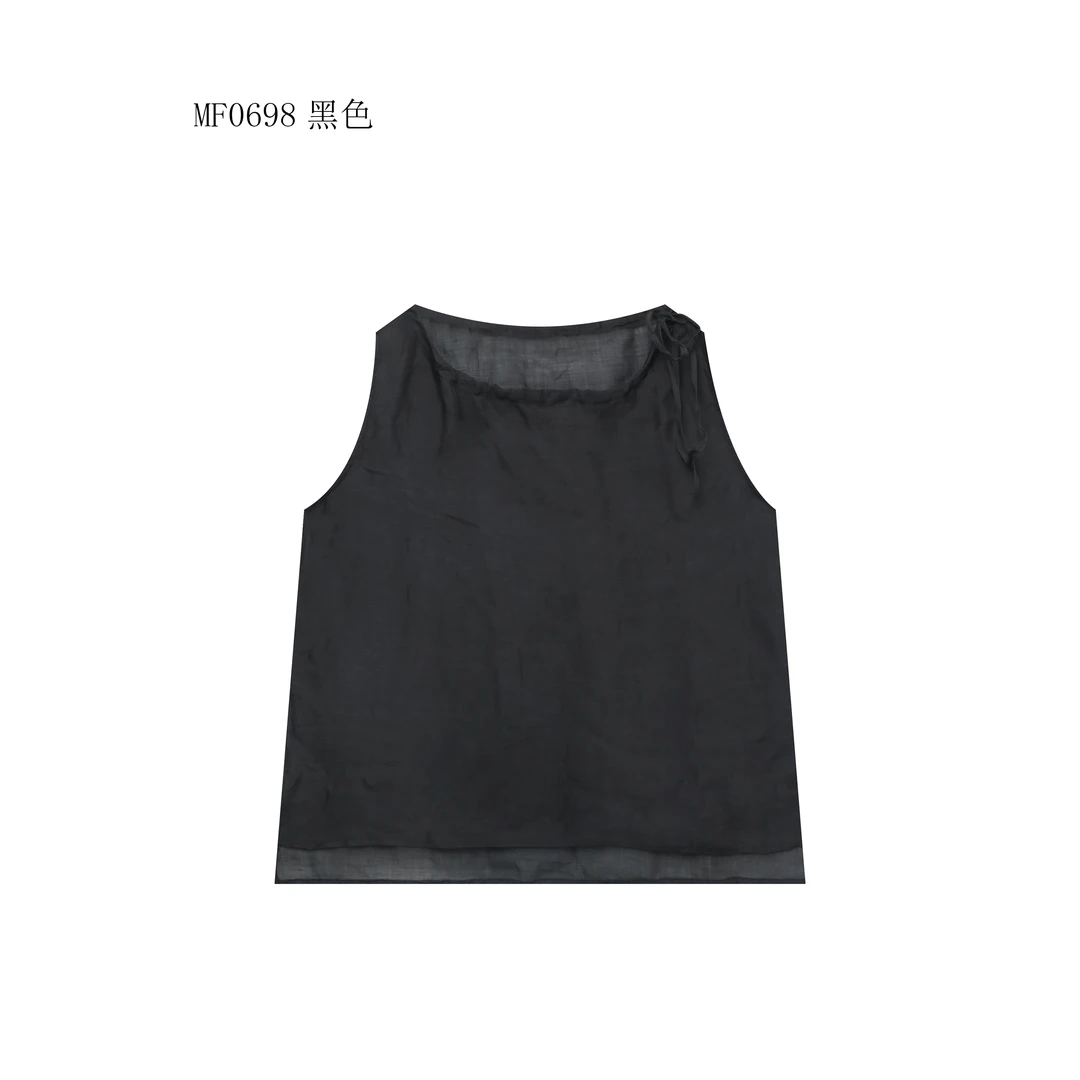 【麻訪家】MF0698黑色文艺简约宽松休闲舒适坎肩上衣