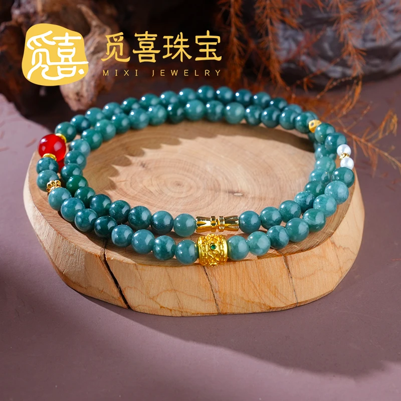 觅喜珠宝-天然A货翡翠珠链6mm-MX155