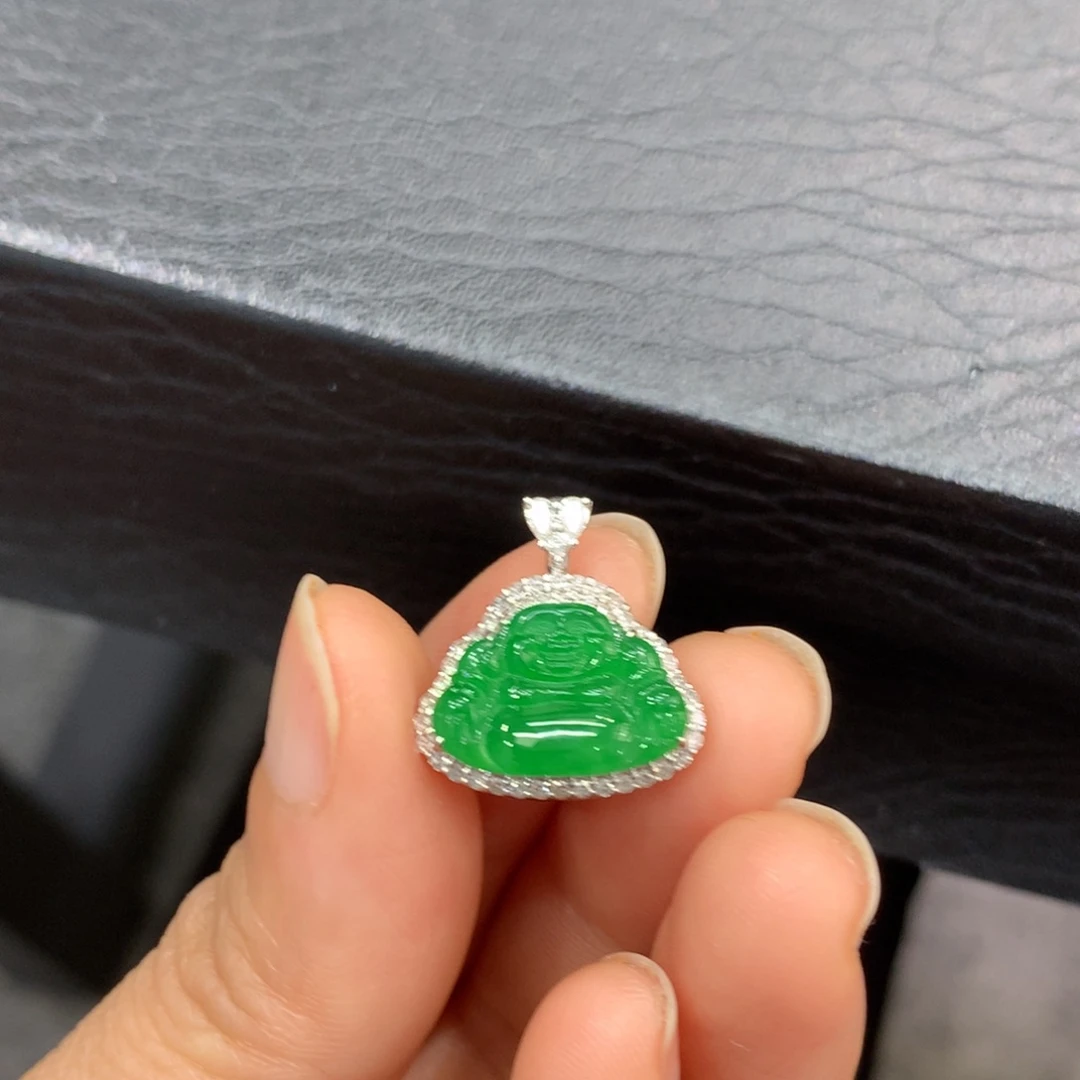 翡翠18K金镶嵌吊坠(不含链)