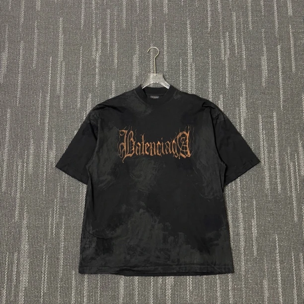 99新 Balenciaga/巴黎世家 破坏风Logo字母印花短袖/XS码/6629