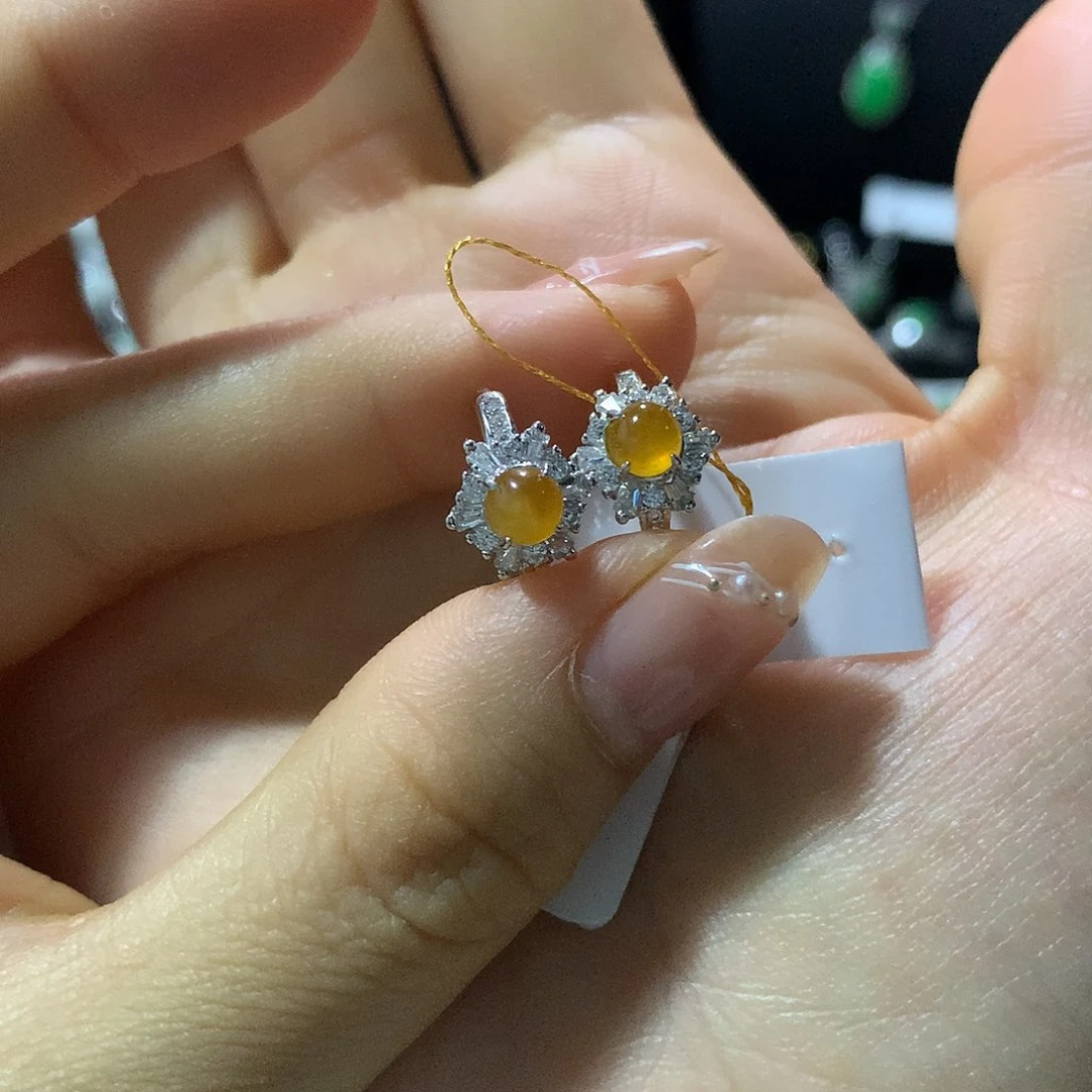 翡翠戒指银S925镶嵌豆*家耳包