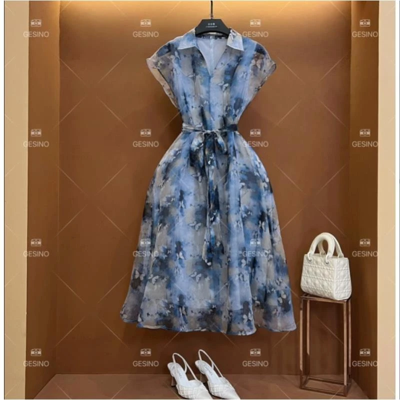 【M】春夏丨设计师轻奢法式气质印花女士连衣裙 CX-2024390