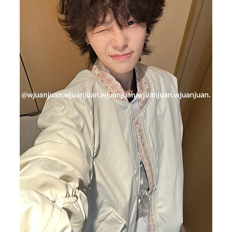 『WJUANJUAN』早秋定制款美式复古棒球服男女短款宽松夹克外套