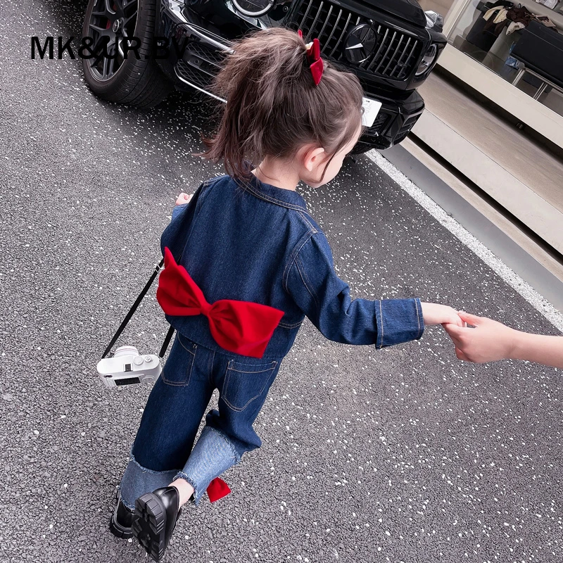 MK&UR.BV女小童秋装套装2025新款洋气时髦时尚牛仔两件套儿童服饰
