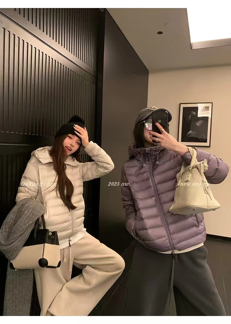 区区欧阳"本期B入!排骨泡芙"五层锁绒白鸭绒连帽排骨羽绒服外套