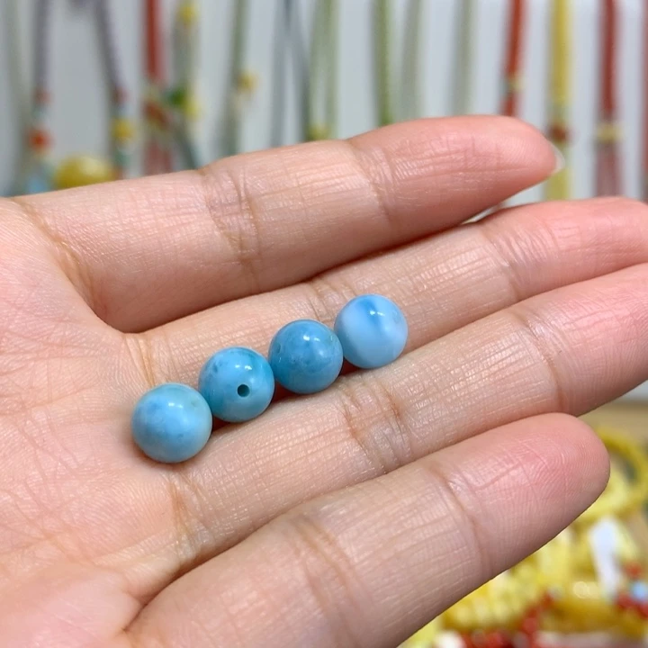 未镶嵌针钠钙石（海纹石）珠宝半成品瑕疵8mm