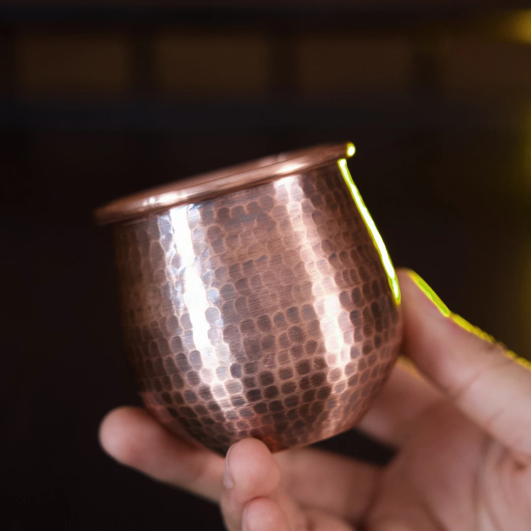 紫铜纯铜哑光杯茶杯功夫茶杯紫铜纯手工加厚茶具功夫茶茶杯双层