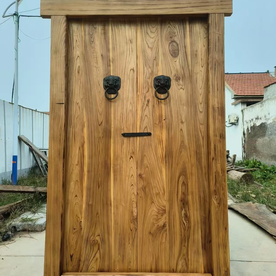 支持尺寸定制老榆木大门、别墅套门、室内门，古实木双开大门适用于！