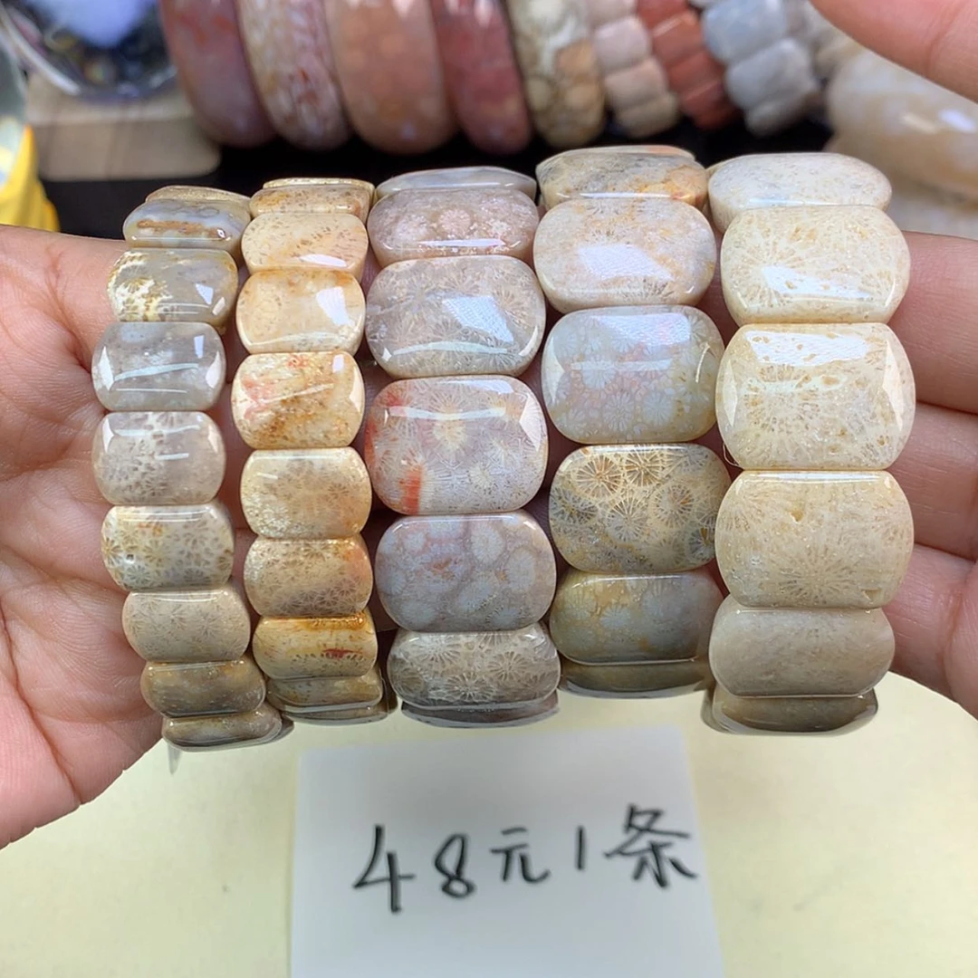 【闪购商品】颈饰未镶嵌硅化珊瑚（珊瑚玉）6号手牌48一条可挑