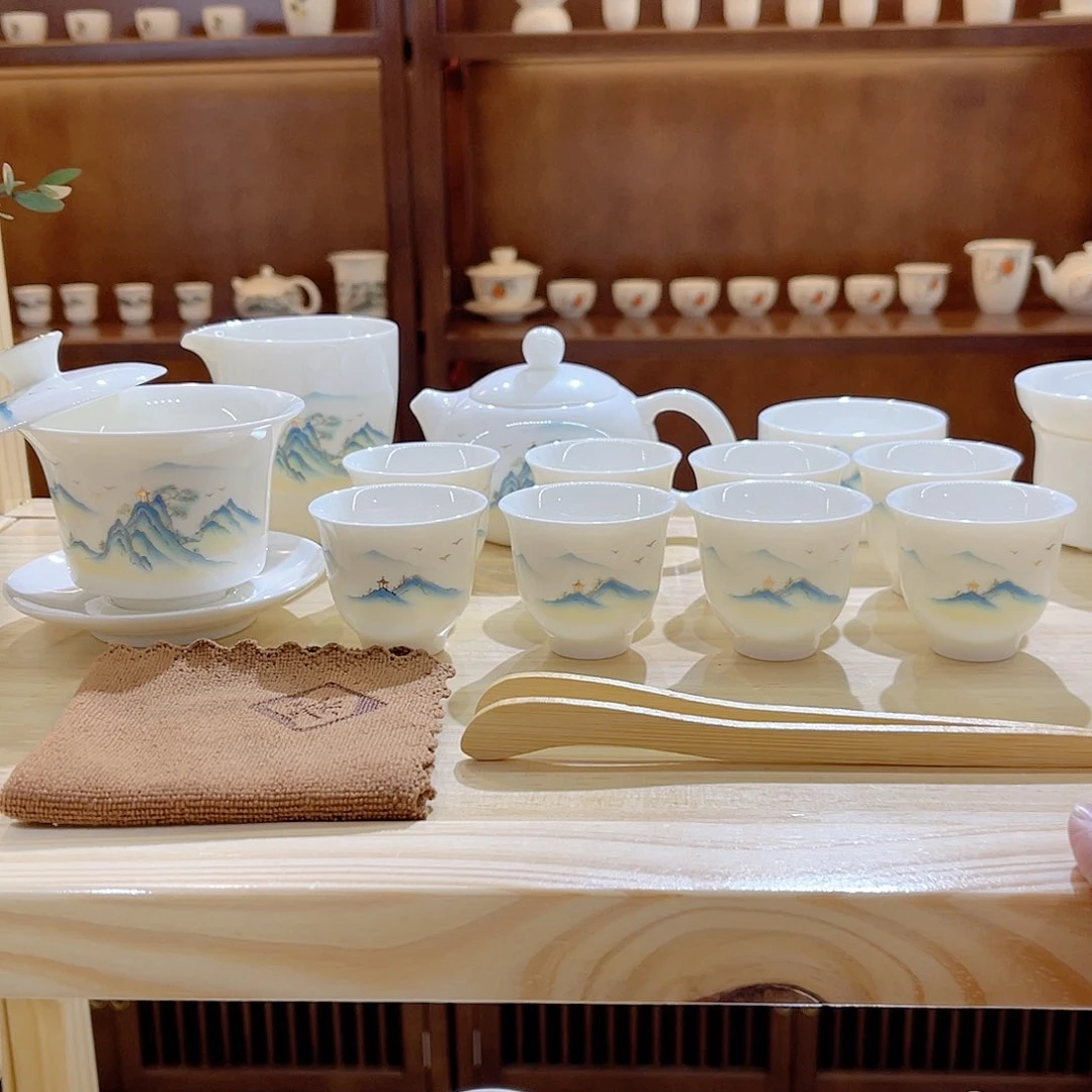 杯玄致羊脂玉瓷茶具套装