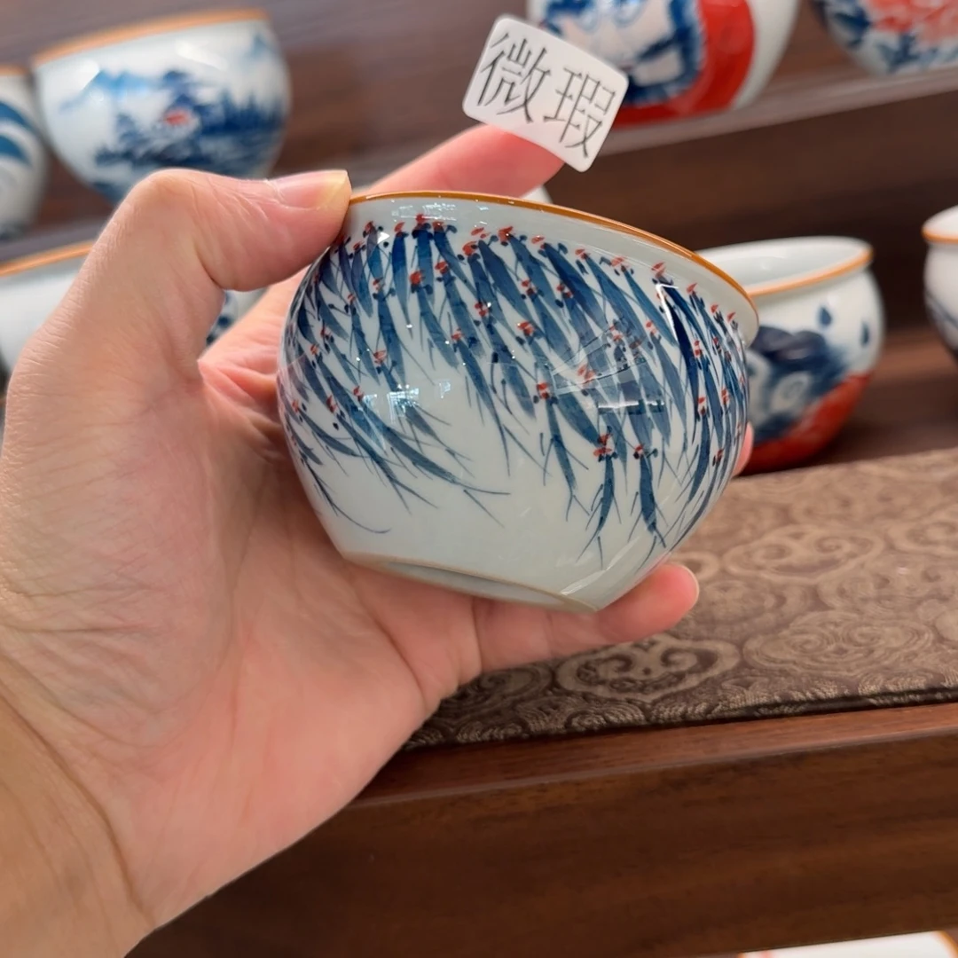 釉下手绘茶具微瑕