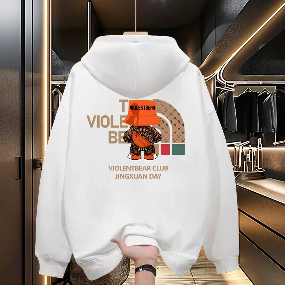 带帽背包小熊 喜居麦秋冬帽衫潮牌百搭休闲宽松潮流爆款连帽卫衣